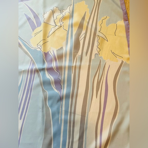 JACQMAR LONDON Abstract Floral Scarf Blue Purple Made In Italy - Picture 5 of 16